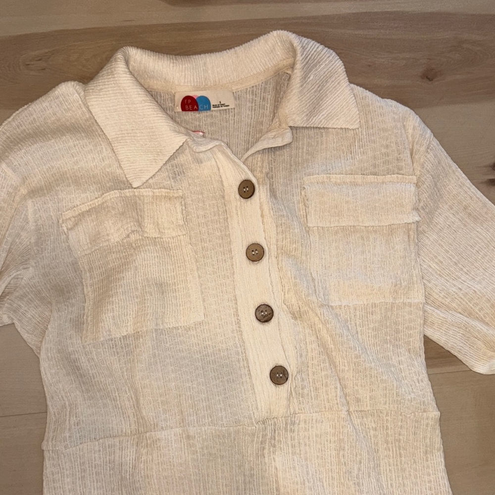 NWT Free People pants jumpsuit Cream Button-Up - Picture 5 of 7